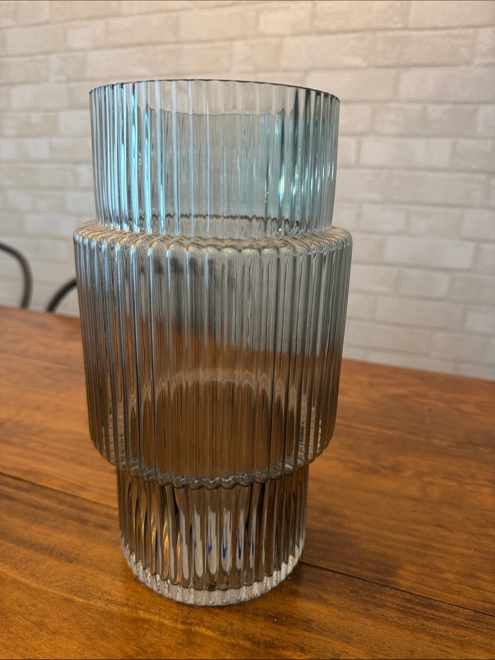 Ribbed Glass Vase in Smoky Gray - Decorative Home Accent